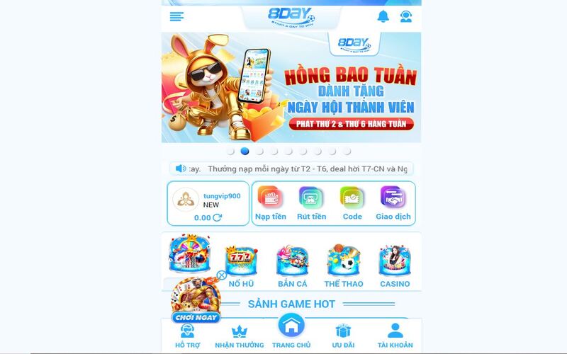 Trang chủ 8Day – Giao diện hiện đại, nội dung đa dạng, tối ưu cho người chơi 